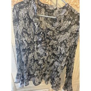 Black White Ruffle Top Blouse - Style&Co Women's‎ Sz 18 NWOT